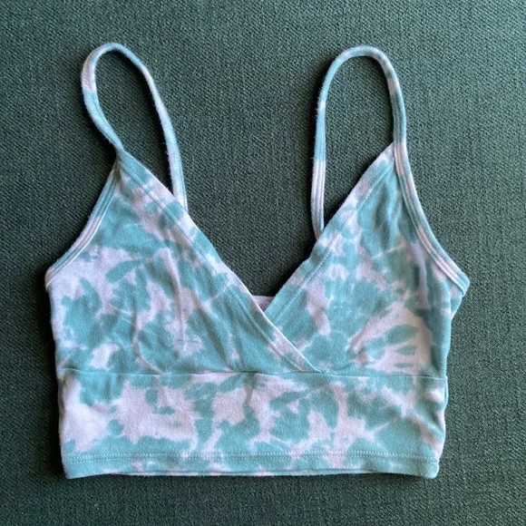 Colsie blue and white tie dyed crop top bralette - Picture 1 of 3